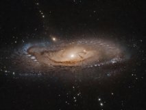 Andromeda spiral galaxy core M31 photographed in deep space